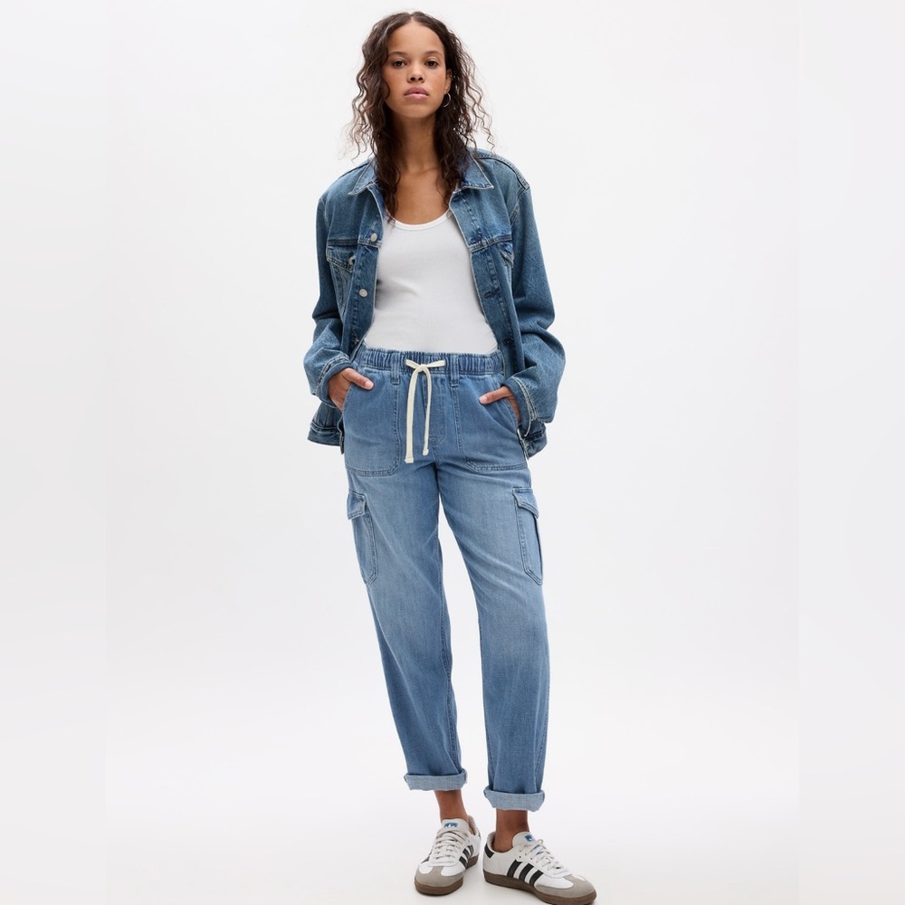 NWT GAP Easy Denim Cargo Joggers - Picture 1 of 5